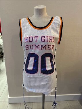 Sequin 'Hot Girl Summer' White Mini Dress - NWOT